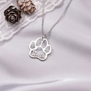 UnusualStandout Custom Dog Paw Name Necklace