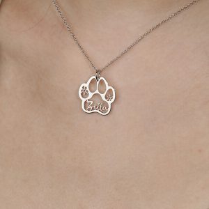 UnusualStandout Custom Dog Paw Name Necklace