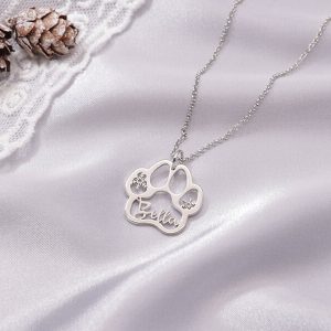 UnusualStandout Custom Dog Paw Name Necklace