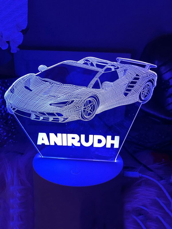 UnusualStandout Personalized 3D Sports Car Night Light