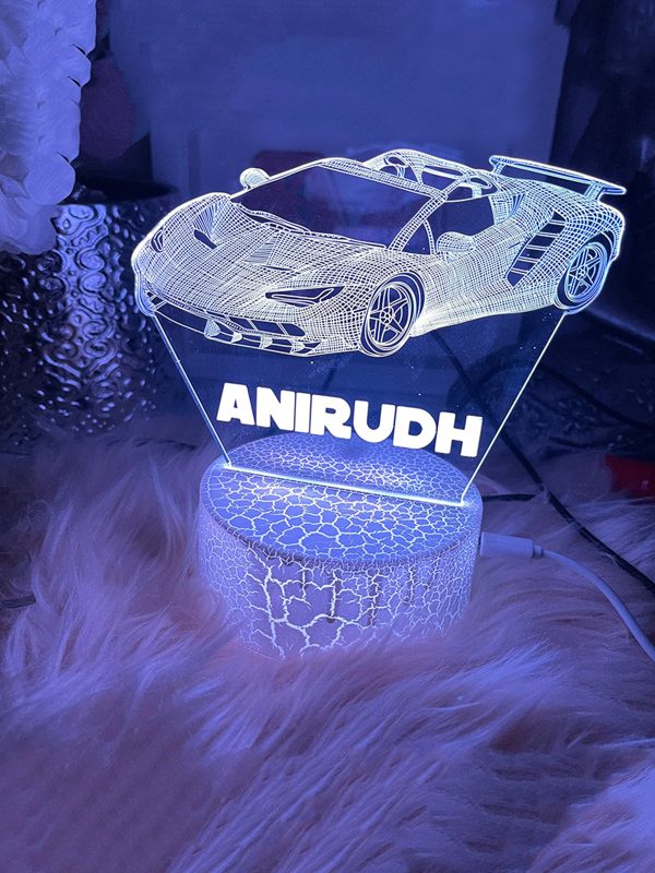 UnusualStandout Personalized 3D Sports Car Night Light