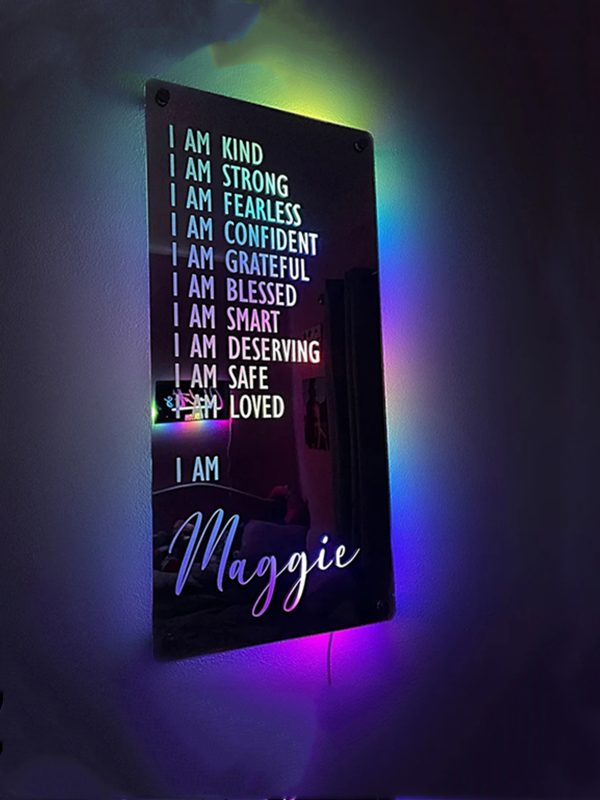 UnusualStandout Personalized Affirmations Mirror LED light