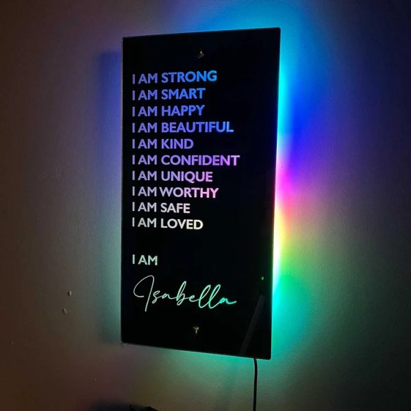 UnusualStandout Personalized Affirmations Mirror LED light