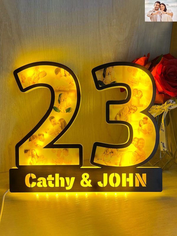 UnusualStandout Personalized Couple Anniversary Photo Collage Lamp