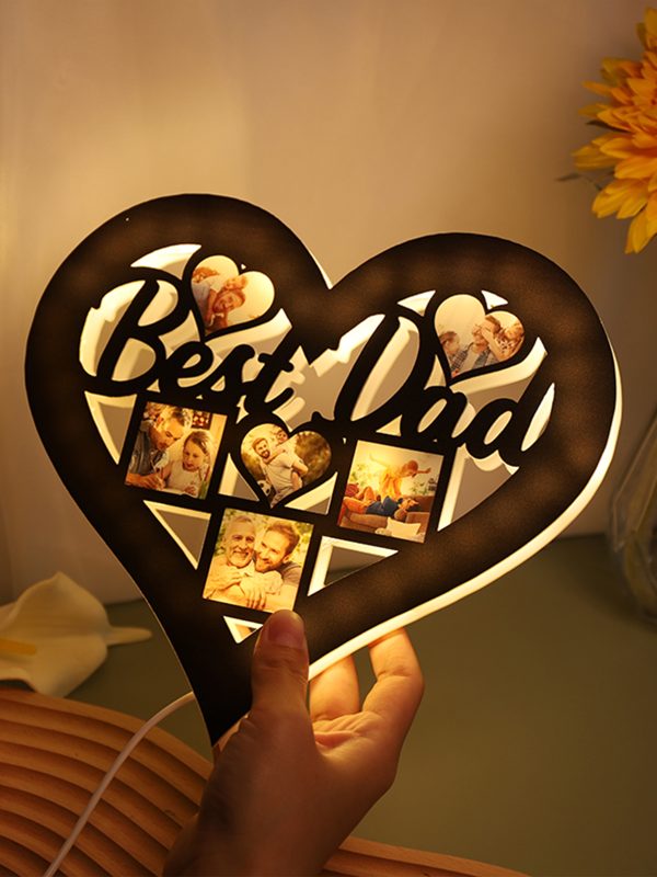 UnusualStandout Personalized Father's Day Heart Photo Lights