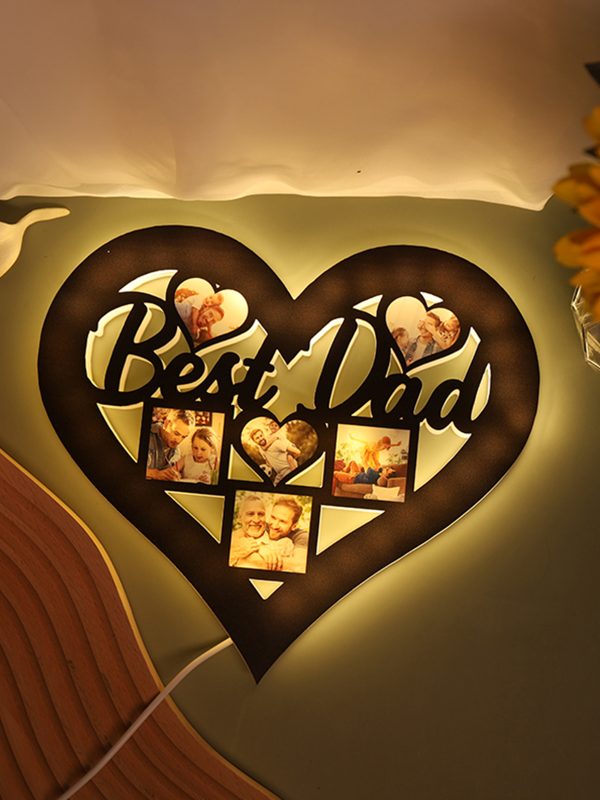 UnusualStandout Personalized Father's Day Heart Photo Lights