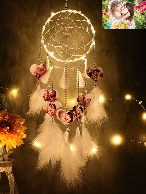 UnusualStandout Personalized Heart Photo Feather Dream Catcher Decoration