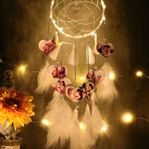 UnusualStandout Personalized Heart Photo Feather Dream Catcher Decoration