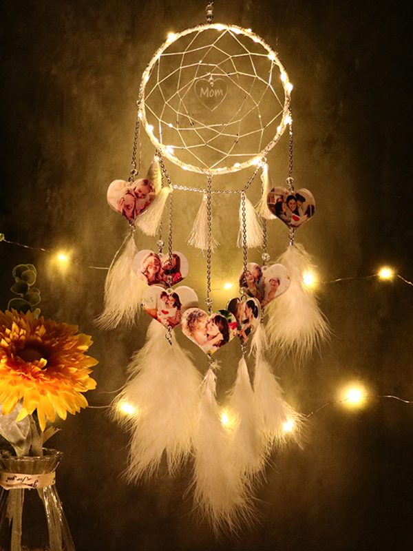 UnusualStandout Personalized Heart Photo Feather Dream Catcher Decoration