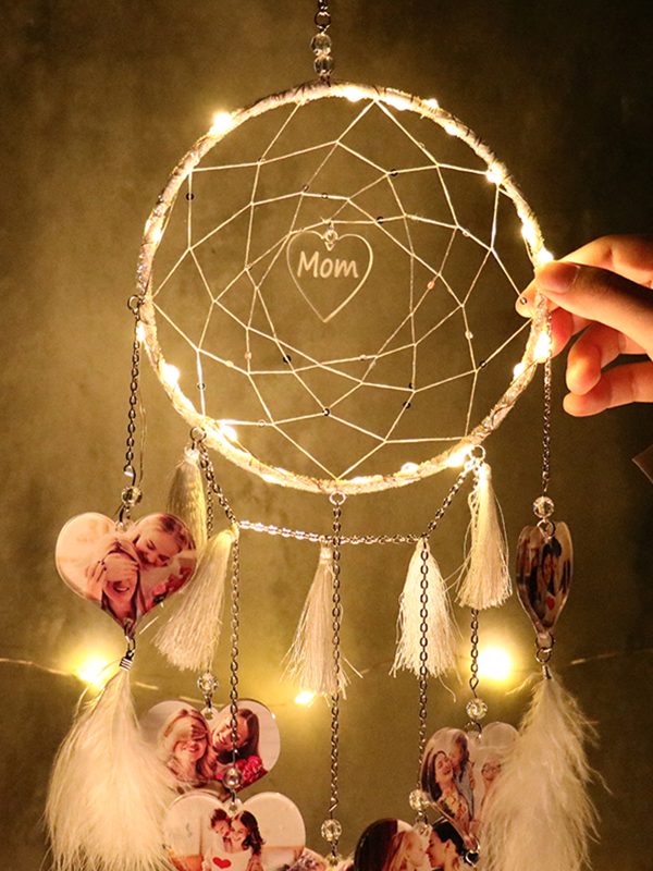 UnusualStandout Personalized Heart Photo Feather Dream Catcher Decoration