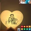 UnusualStandout Personalized Heart Photo Moon 3D Lamp 16 Colors