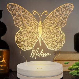 UnusualStandout Personalized Line Butterfly Led Light