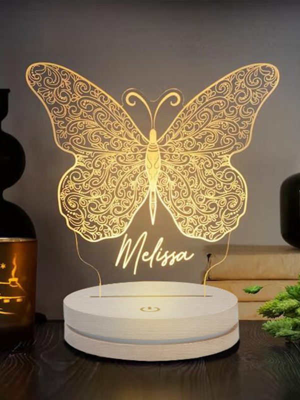 UnusualStandout Personalized Line Butterfly Led Light