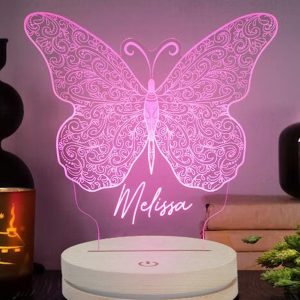 UnusualStandout Personalized Line Butterfly Led Light