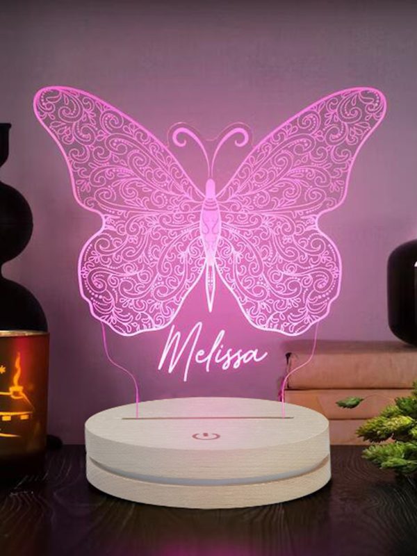 UnusualStandout Personalized Line Butterfly Led Light