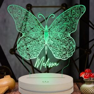 UnusualStandout Personalized Line Butterfly Led Light