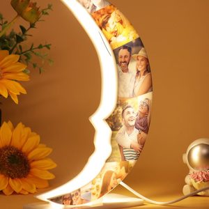 UnusualStandout Personalized Moon Photo Collage Lights