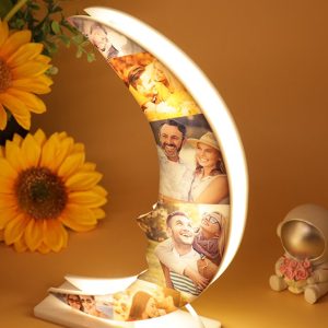 UnusualStandout Personalized Moon Photo Collage Lights