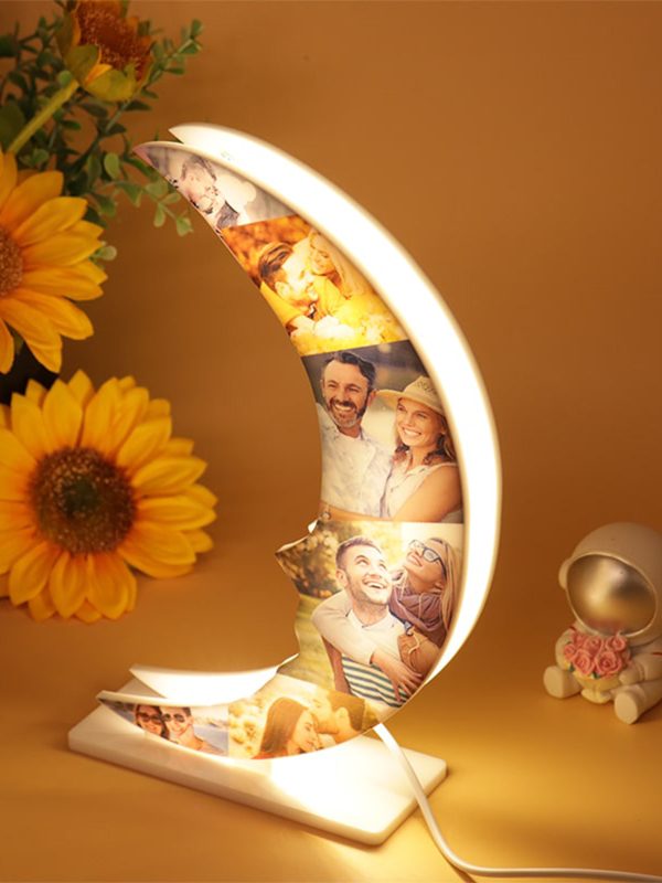 UnusualStandout Personalized Moon Photo Collage Lights