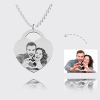 UnusualStandout Personalized Photo Heart Lock Necklace Silver