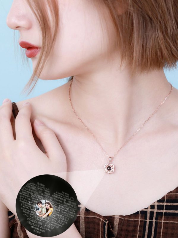 UnusualStandout Personalized Photo Projection Heart In Heart Necklace