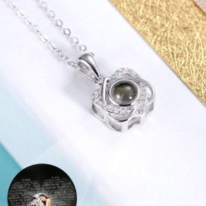 UnusualStandout Personalized Photo Projection Heart In Heart Necklace