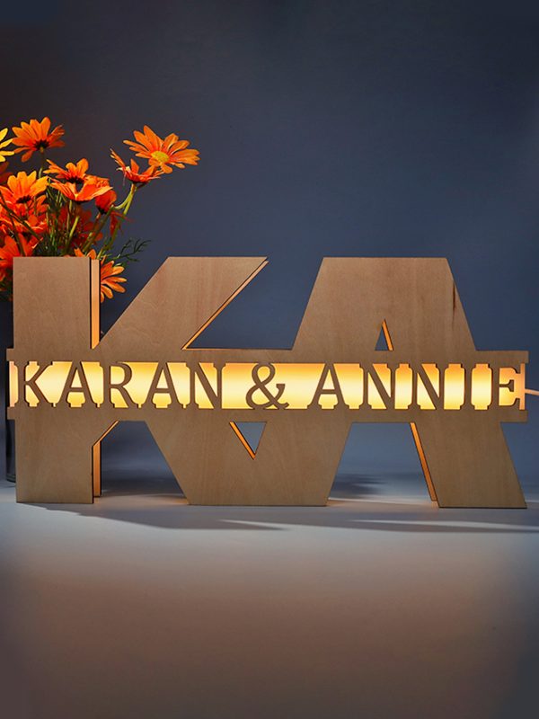 UnusualStandout Personalized Wooden Name Night Light