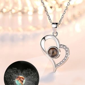 UnusualStandout #101 Personalized Photo Projection Heart Necklace