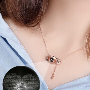 UnusualStandout #103 Personalized Photo Projection Angel Eyes Necklace