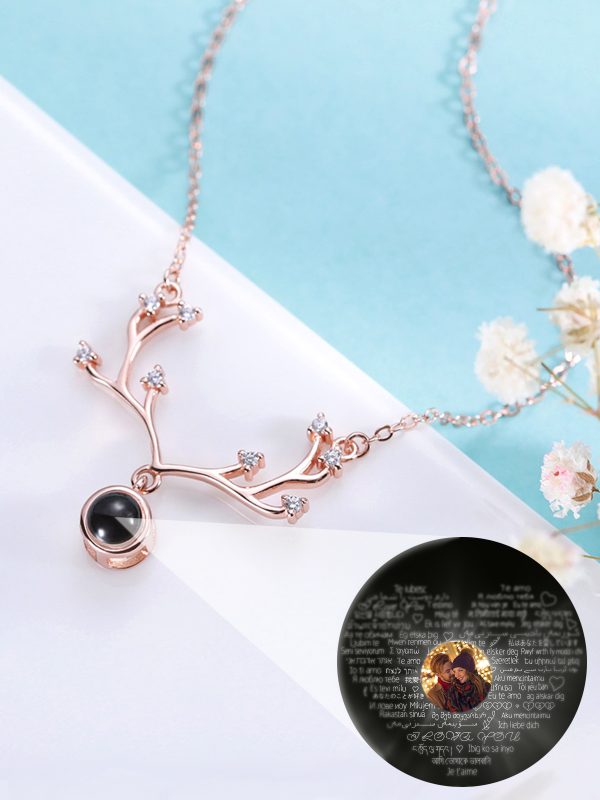 UnusualStandout #105 Personalized Photo Projection Antler Necklace