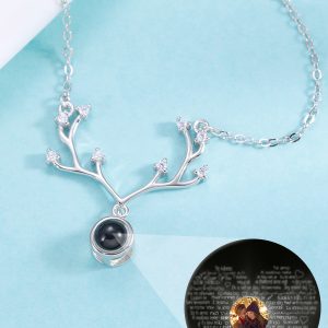 UnusualStandout #105 Personalized Photo Projection Antler Necklace