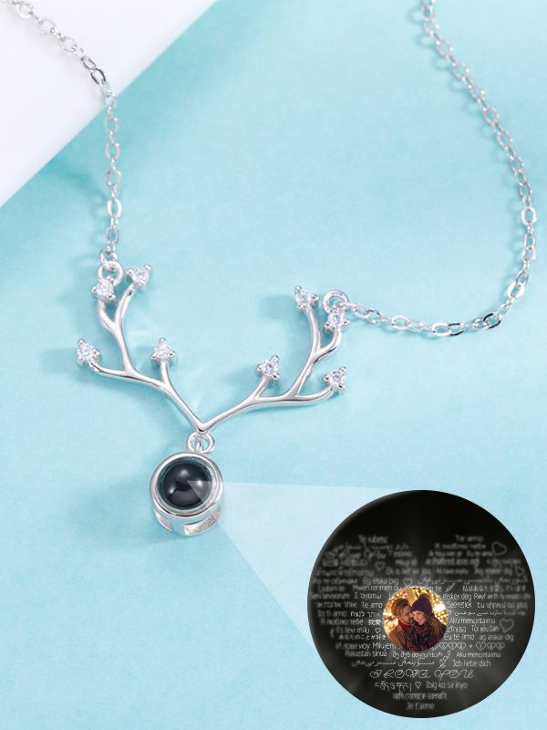 UnusualStandout #105 Personalized Photo Projection Antler Necklace