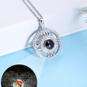 UnusualStandout #108 Personalized Photo Projection Round Necklace