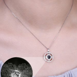 UnusualStandout #108 Personalized Photo Projection Round Necklace