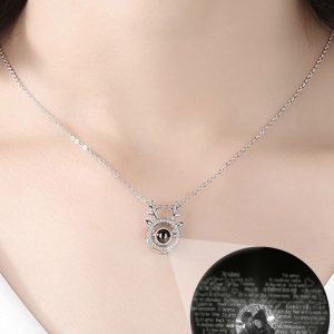 UnusualStandout #109 Personalized Photo Projection Deer Antlers Necklace