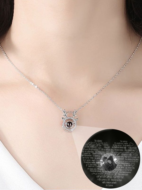 UnusualStandout #109 Personalized Photo Projection Deer Antlers Necklace