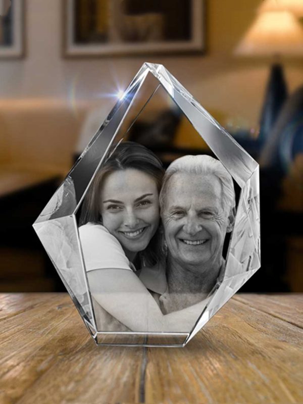 UnusualStandout #11 Personalized 3D Photo Crystal Laser Etched Photograpy in Glass Frame