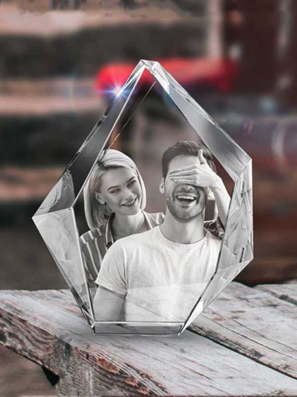 UnusualStandout #11 Personalized 3D Photo Crystal Laser Etched Photograpy in Glass Frame