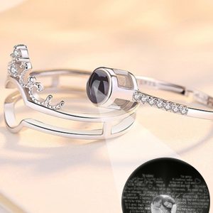 UnusualStandout #111 Personalized Photo Crown Projection Ring Set