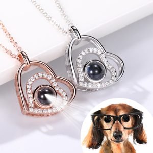 UnusualStandout #112 Personalized Photo Projection Necklace - Double Heart