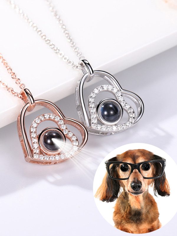 UnusualStandout #112 Personalized Photo Projection Necklace - Double Heart