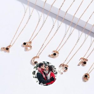 UnusualStandout #116 Personalized Photo Projection Necklace-english Alphabet