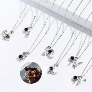 UnusualStandout #116 Personalized Photo Projection Necklace-english Alphabet