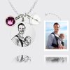 UnusualStandout #12 Personalized Round Photo Necklace with Baby Feet