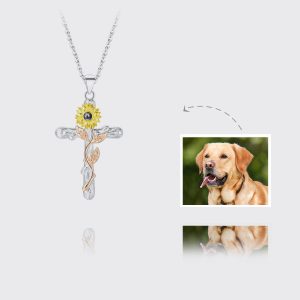 UnusualStandout #120 Personalized Cross Photo Projection Necklace For Pet Lover