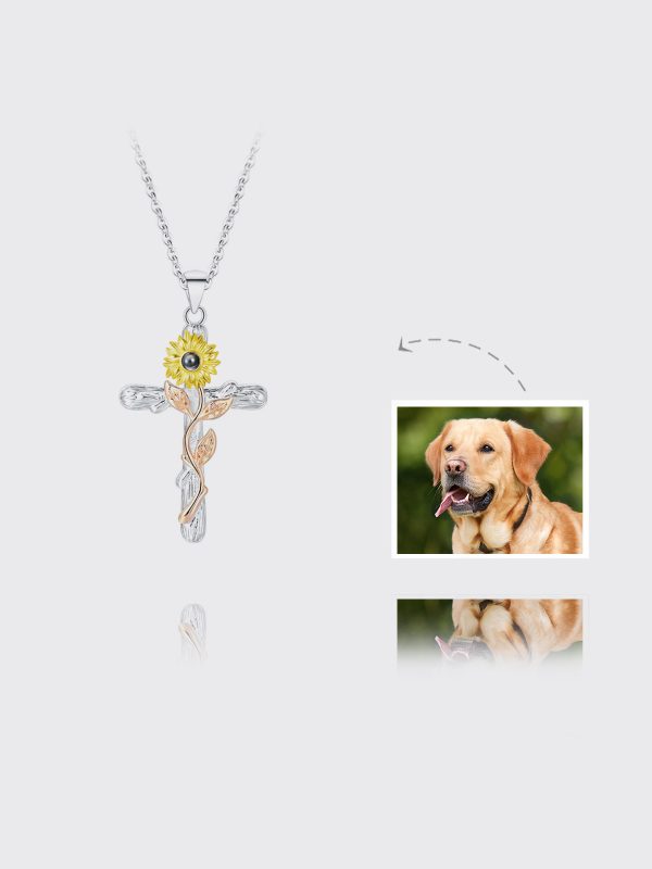 UnusualStandout #120 Personalized Cross Photo Projection Necklace For Pet Lover