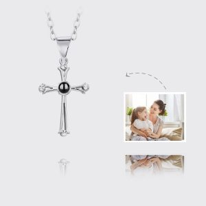 UnusualStandout #121 Personalized Photo Projection Necklace - Cross