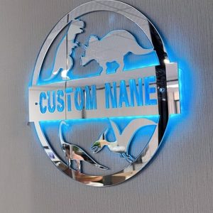 UnusualStandout #123 Personalized Dinosaur Name Mirror Lamp