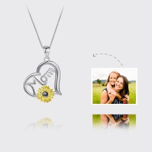 UnusualStandout #125 Personalised Mom Photo Projection Necklace - Heart shaped