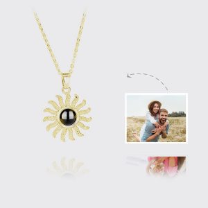 UnusualStandout #129 Personalized Photo Projection Necklace - Sunflower